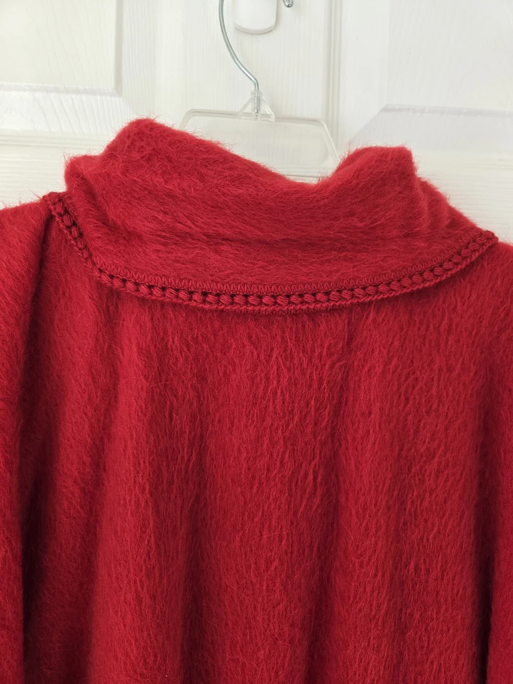 Alpaca Camargo Luxury Vintage Red Cape Button-Front Poncho Coat - Picture 11 of 12